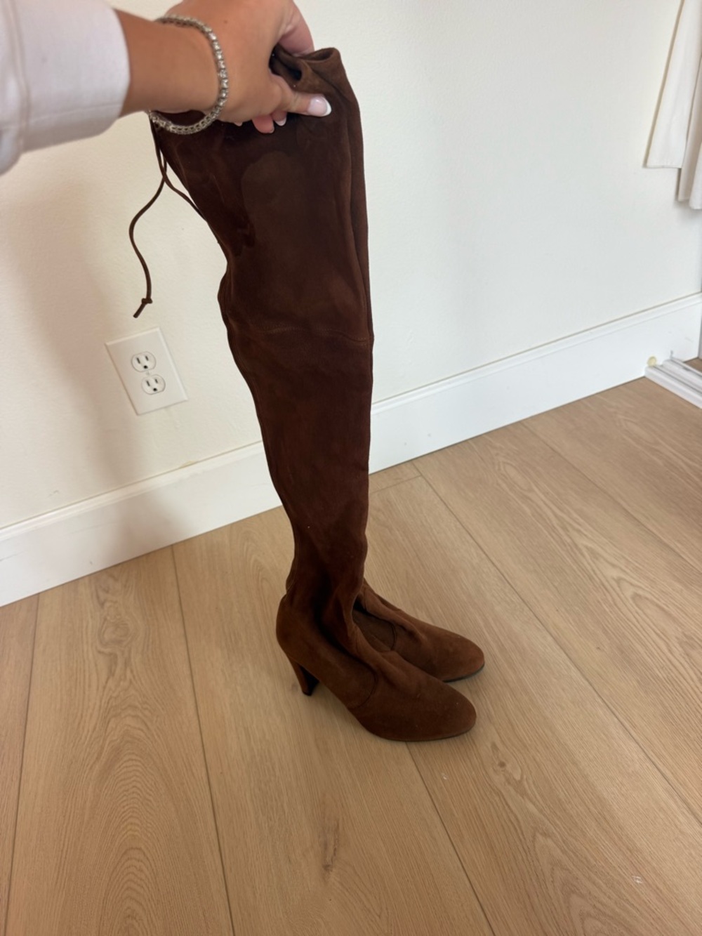 Stuart Weitzman Brown Suede Over-the-Knee Heeled Boots
